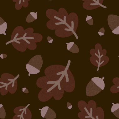 Autumn leaves seamless oaks pattern for wrapping paper and fabrics and linens and kids clothes print and party accessories. High quality photo clipart