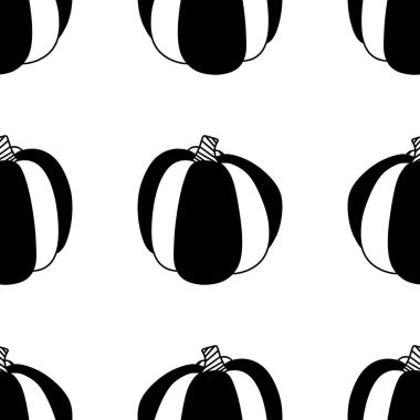 Cadılar Bayramı balkabakları kağıt, kumaş, çarşaf, çocuk giysisi baskısı, şenlik ambalajı ve sonbahar partisi aksesuarları için kusursuz canavar desenleri. Yüksek kaliteli illüstrasyon