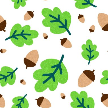 Autumn leaves seamless oaks pattern for wrapping paper and fabrics and linens and kids clothes print and party accessories. High quality photo clipart