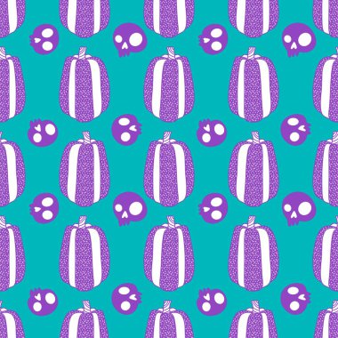 Cadılar Bayramı balkabakları kağıt, kumaş, çarşaf, çocuk giysisi baskısı, şenlik ambalajı ve sonbahar partisi aksesuarları için kusursuz canavar desenleri. Yüksek kaliteli illüstrasyon