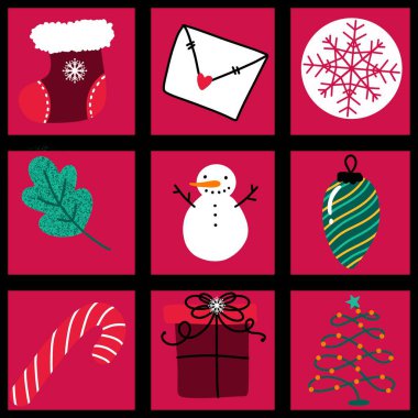 Noel 'de kardan adam, penguen ve kar taneleri kağıtları, kumaşlar, çarşaflar, yeni yıl partisi aksesuarları ve çocuk kıyafetleri baskıları için desenli. Yüksek kalite fotoğraf