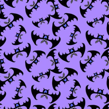 Cadılar Bayramı hayvanları, kağıt, kumaş, çarşaf ve çocuk giysileri baskısı ve sonbahar partisi aksesuarları için vampir desenleri oluşturur. Yüksek kalite fotoğraf