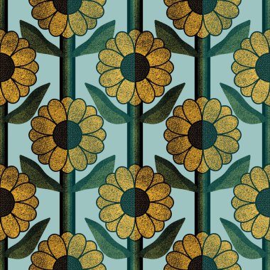 Kumaşlar, tekstil, ambalajlar, hediyeler, çocuklar ve posterler için çiçeklerle süslenmiş basit, pürüzsüz bir desen. 