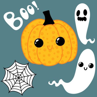 Cadılar Bayramı balkabakları kağıt, kumaş, çarşaf, çocuk giysisi baskısı, şenlik ambalajı ve sonbahar partisi aksesuarları için canavar deseni oluşturur. Yüksek kaliteli illüstrasyon