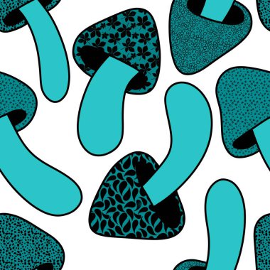 Çizgi filmlerdeki sonbahar hasadı kusursuz Cadılar Bayramı mantarları kağıt, kumaş, çarşaf, çocuk baskısı, şenlikli ambalaj ve aksesuarlar. Yüksek kaliteli illüstrasyon