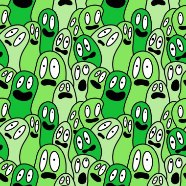 Çizgi film canavarları kağıt, çarşaf, kumaş, çocuk giysisi baskısı ve şenlikli ambalaj için kusursuz komik uzaylı desenleri. Yüksek kaliteli illüstrasyon