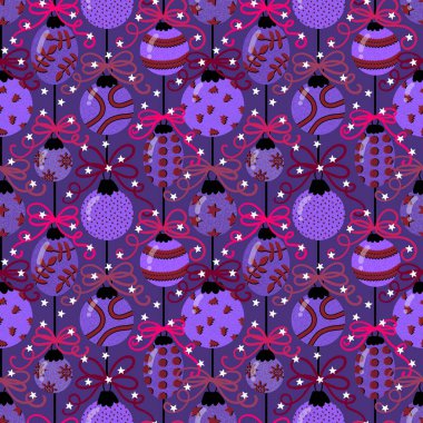 Noel ağacı, kağıt, kumaş, çarşaf ve yeni yıl partisi aksesuarları, çocuk kıyafetleri baskısı ve Noel ambalajı için kusursuz oyuncak desenleri. Yüksek kalite fotoğraf