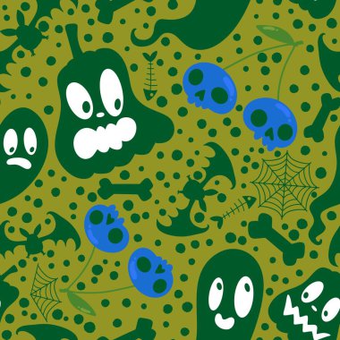 Cadılar Bayramı balkabakları kağıt, kumaş, çarşaf, çocuk giysisi baskısı, şenlik ambalajı ve sonbahar partisi aksesuarları için kusursuz canavar desenleri. Yüksek kaliteli illüstrasyon