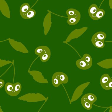 Cadılar Bayramı meyve canavarları kumaşlar ve çarşaflar için dikişsiz kiraz deseni ve ambalaj kağıdı ve çocuk giysileri baskısı ve sonbahar partisi aksesuarları. Yüksek kalite fotoğraf