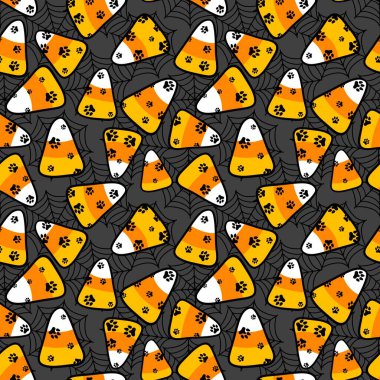 Çizgi film cadılar bayramı şeker canavarları kağıt, kumaş, çarşaf ve çocuk giysileri baskısı ve parti aksesuarları ve paketleme için kusursuz şekerleme kalıpları. Yüksek kaliteli illüstrasyon