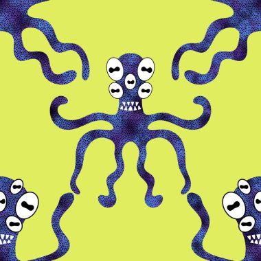 Yaz hayvanları ambalajsız ahtapot desenli ambalaj kağıdı ve çocuk kıyafetleri kumaşlar ve çarşaflar ve mayo tekstili ve menü kağıdı. Yüksek kaliteli illüstrasyon