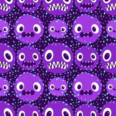 Çizgi film canavarları kusursuz cadılar bayramı dairesi kusursuz suluboya hayvan desenli kağıt, kumaş, çarşaf ve sonbahar partisi aksesuarları. Yüksek kaliteli illüstrasyon