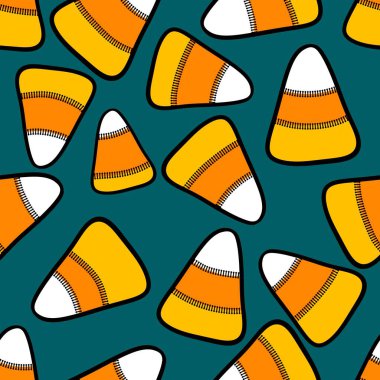 Çizgi film cadılar bayramı şeker canavarları kağıt, kumaş, çarşaf ve çocuk giysileri baskısı ve parti aksesuarları ve paketleme için kusursuz şekerleme kalıpları. Yüksek kaliteli illüstrasyon