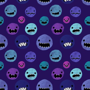 Çizgi film canavarları kusursuz cadılar bayramı dairesi kusursuz suluboya hayvan desenli kağıt, kumaş, çarşaf ve sonbahar partisi aksesuarları. Yüksek kaliteli illüstrasyon