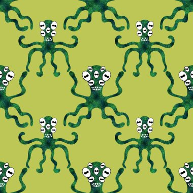 Yaz hayvanları ambalajsız ahtapot desenli ambalaj kağıdı ve çocuk kıyafetleri kumaşlar ve çarşaflar ve mayo tekstili ve menü kağıdı. Yüksek kaliteli illüstrasyon