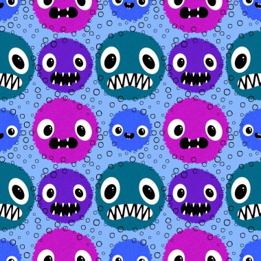 Çizgi film canavarları kusursuz cadılar bayramı dairesi kusursuz suluboya hayvan desenli kağıt, kumaş, çarşaf ve sonbahar partisi aksesuarları. Yüksek kaliteli illüstrasyon