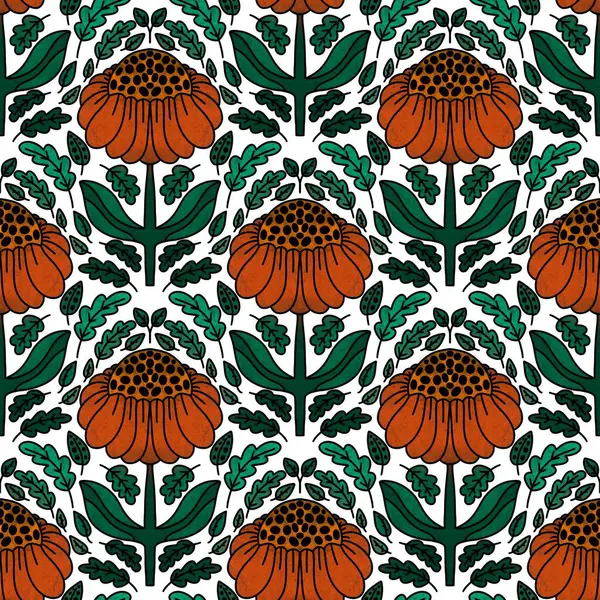 Kumaşlar, çarşaflar, ambalaj kağıtları ve çocuk giysileri baskıları, yaz aksesuarları ve bahar moda tekstil ürünleri için soyut, dikişsiz çiçek deseni. Yüksek kaliteli illüstrasyon