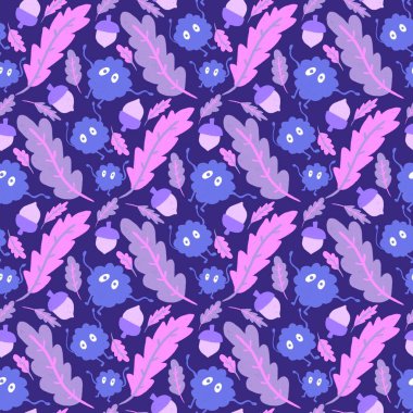 Sonbahar Cadılar Bayramı çizgi filmlerindeki canavarlar kağıt, kumaş, çarşaf, çocuk giysisi baskısı, parti aksesuarları ve moda tekstili için kusursuz desenler bırakırlar. Yüksek kaliteli illüstrasyon