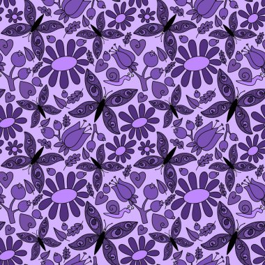 Kumaşlar, çarşaflar, ambalaj kağıtları ve çocuk giysileri baskıları, yaz aksesuarları ve bahar moda tekstil ürünleri için soyut, dikişsiz çiçek deseni. Yüksek kaliteli illüstrasyon