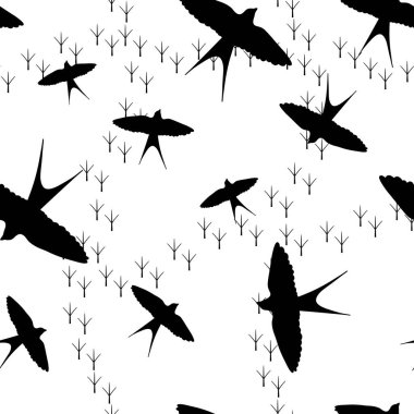 Kağıt, kumaş, çarşaf, çocuk giysisi baskısı ve yaz partisi aksesuarları için etnik olmayan kuş desenleri. Yüksek kaliteli illüstrasyon