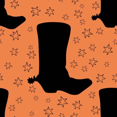 Batısız Vahşi Batı ve paket kâğıdı için çizme desenleri ve çocuk giysileri, moda tekstil ürünleri ve yaz aksesuarları. Yüksek kaliteli illüstrasyon