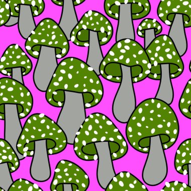 Çizgi filmlerdeki sonbahar hasadı kusursuz Cadılar Bayramı mantarları kağıt, kumaş, çarşaf, çocuk baskısı, şenlikli ambalaj ve aksesuarlar. Yüksek kaliteli illüstrasyon