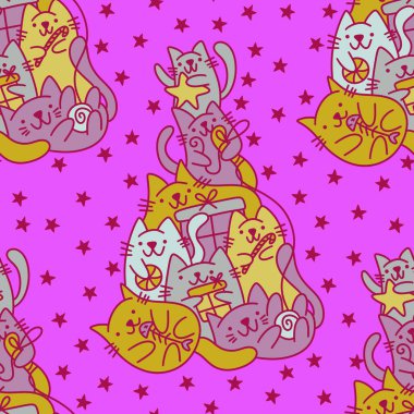 Noel ağacı desenli ambalaj kağıtları, kumaşlar, çocuk kıyafetleri, yeni yıl ambalajları ve kış partisi aksesuarları. Yüksek kaliteli illüstrasyon