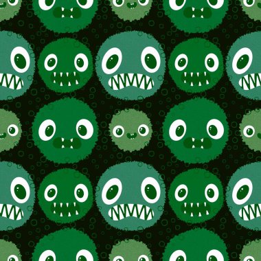 Çizgi film canavarları kusursuz cadılar bayramı dairesi kusursuz suluboya hayvan desenli kağıt, kumaş, çarşaf ve sonbahar partisi aksesuarları. Yüksek kaliteli illüstrasyon