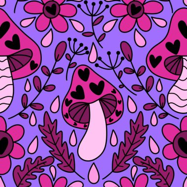 Çizgi filmlerdeki sonbahar hasadı kusursuz Cadılar Bayramı mantarları kağıt, kumaş, çarşaf, çocuk baskısı, şenlikli ambalaj ve aksesuarlar. Yüksek kaliteli illüstrasyon