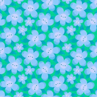 Kumaşlar, çarşaflar, ambalaj kağıtları ve çocuk giysileri baskıları, yaz aksesuarları ve bahar moda tekstil ürünleri için soyut, dikişsiz çiçek deseni. Yüksek kaliteli illüstrasyon