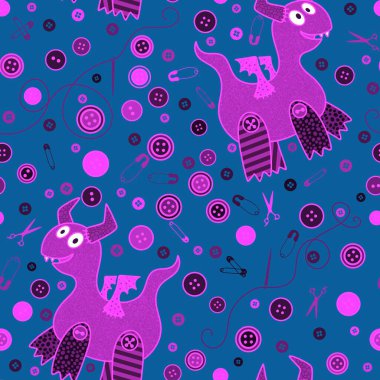 Çizgi film oyuncakları hayvanlar, dinozorlar, dikişsiz ejderhalar, kağıt, kumaş, çarşaf ve çocuk giysileri ve parti aksesuarları için dikiş desenleri. Yüksek kaliteli illüstrasyon