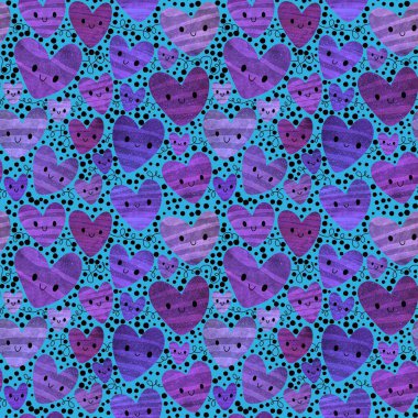 Sevgililer Günü 'nde kağıt, kumaş, çarşaf, çocuk giysisi baskısı, kutlama ambalajı ve parti aksesuarları için kusursuz bir desen. Yüksek kaliteli illüstrasyon