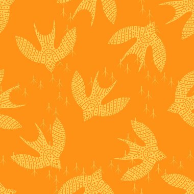 Kağıt, kumaş, çarşaf, çocuk giysisi baskısı ve yaz partisi aksesuarları için etnik olmayan kuş desenleri. Yüksek kaliteli illüstrasyon