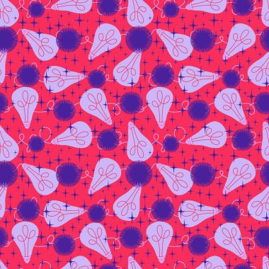 Kış aydınlatması kağıtlar, kumaşlar, çarşaflar, çocuk giysileri baskısı, Noel ambalajları ve yeni yıl moda tekstilleri için kusursuz ampuller deseni. Yüksek kaliteli illüstrasyon