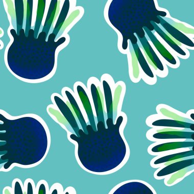 Yaz hayvanları ambalajsız ahtapot desenli ambalaj kağıdı ve çocuk kıyafetleri kumaşlar ve çarşaflar ve mayo tekstili ve menü kağıdı. Yüksek kaliteli illüstrasyon