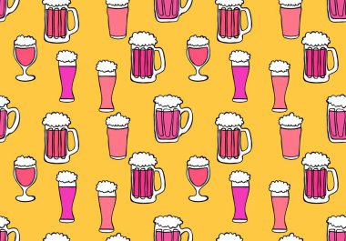 Beer seamless octoberfest pattern for wrapping paper and menu and clothes print and accessories and notebooks and festive. High quality illustration