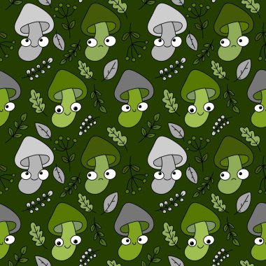 Çizgi filmlerdeki sonbahar hasadı kusursuz Cadılar Bayramı mantarları kağıt, kumaş, çarşaf, çocuk baskısı, şenlikli ambalaj ve aksesuarlar. Yüksek kaliteli illüstrasyon