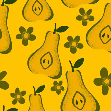 Kağıt, kumaş, çarşaf, çocuk giysisi baskısı, parti aksesuarları ve moda tekstili için yaz meyvesiz armut deseni. Yüksek kalite fotoğraf