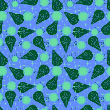 Kış aydınlatması kağıtlar, kumaşlar, çarşaflar, çocuk giysileri baskısı, Noel ambalajları ve yeni yıl moda tekstilleri için kusursuz ampuller deseni. Yüksek kaliteli illüstrasyon