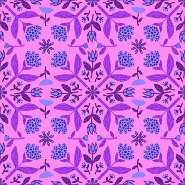 Kumaşlar, çarşaflar, ambalaj kağıtları ve çocuk giysileri baskıları, yaz aksesuarları ve bahar moda tekstil ürünleri için soyut, dikişsiz çiçek deseni. Yüksek kaliteli illüstrasyon