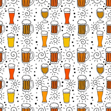 Beer seamless octoberfest pattern for wrapping paper and menu and clothes print and accessories and notebooks and festive. High quality illustration