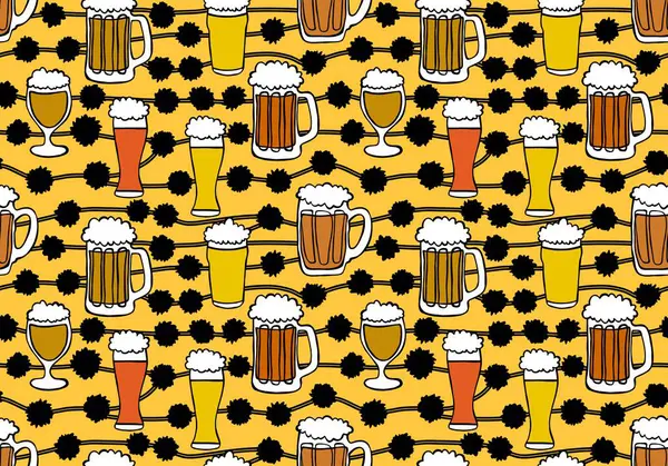 Beer seamless octoberfest pattern for wrapping paper and menu and clothes print and accessories and notebooks and festive. High quality illustration