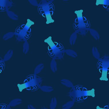 Yaz okyanusundaki hayvanlar kağıt, kumaş, çarşaf ve çocuk kıyafetleri ve plaj partisi aksesuarları için kusursuz ıstakoz desenleri. Yüksek kaliteli illüstrasyon