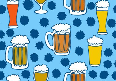 Beer seamless octoberfest pattern for wrapping paper and menu and clothes print and accessories and notebooks and festive. High quality illustration