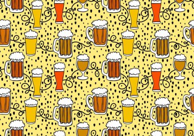Beer seamless octoberfest pattern for wrapping paper and menu and clothes print and accessories and notebooks and festive. High quality illustration