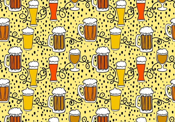 Beer seamless octoberfest pattern for wrapping paper and menu and clothes print and accessories and notebooks and festive. High quality illustration