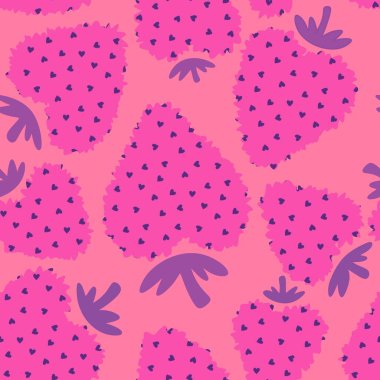 Kağıt, kumaş, çarşaf ve çocuk giysileri, elbise baskısı, parti aksesuarları ve moda tekstili için yaz meyvesiz çilek deseni. Yüksek kaliteli illüstrasyon