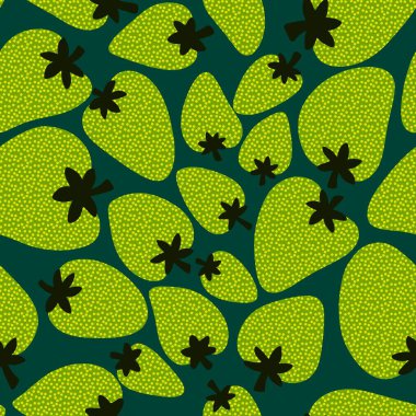 Kağıt, kumaş, çarşaf ve çocuk giysileri, elbise baskısı, parti aksesuarları ve moda tekstili için yaz meyvesiz çilek deseni. Yüksek kaliteli illüstrasyon