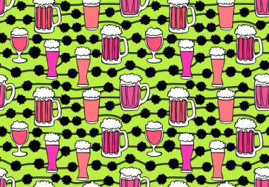 Beer seamless octoberfest pattern for wrapping paper and menu and clothes print and accessories and notebooks and festive. High quality illustration