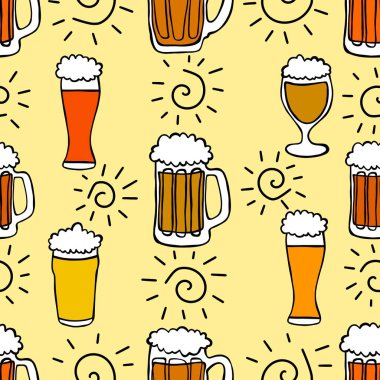 Beer seamless octoberfest pattern for wrapping paper and menu and clothes print and accessories and notebooks and festive. High quality illustration